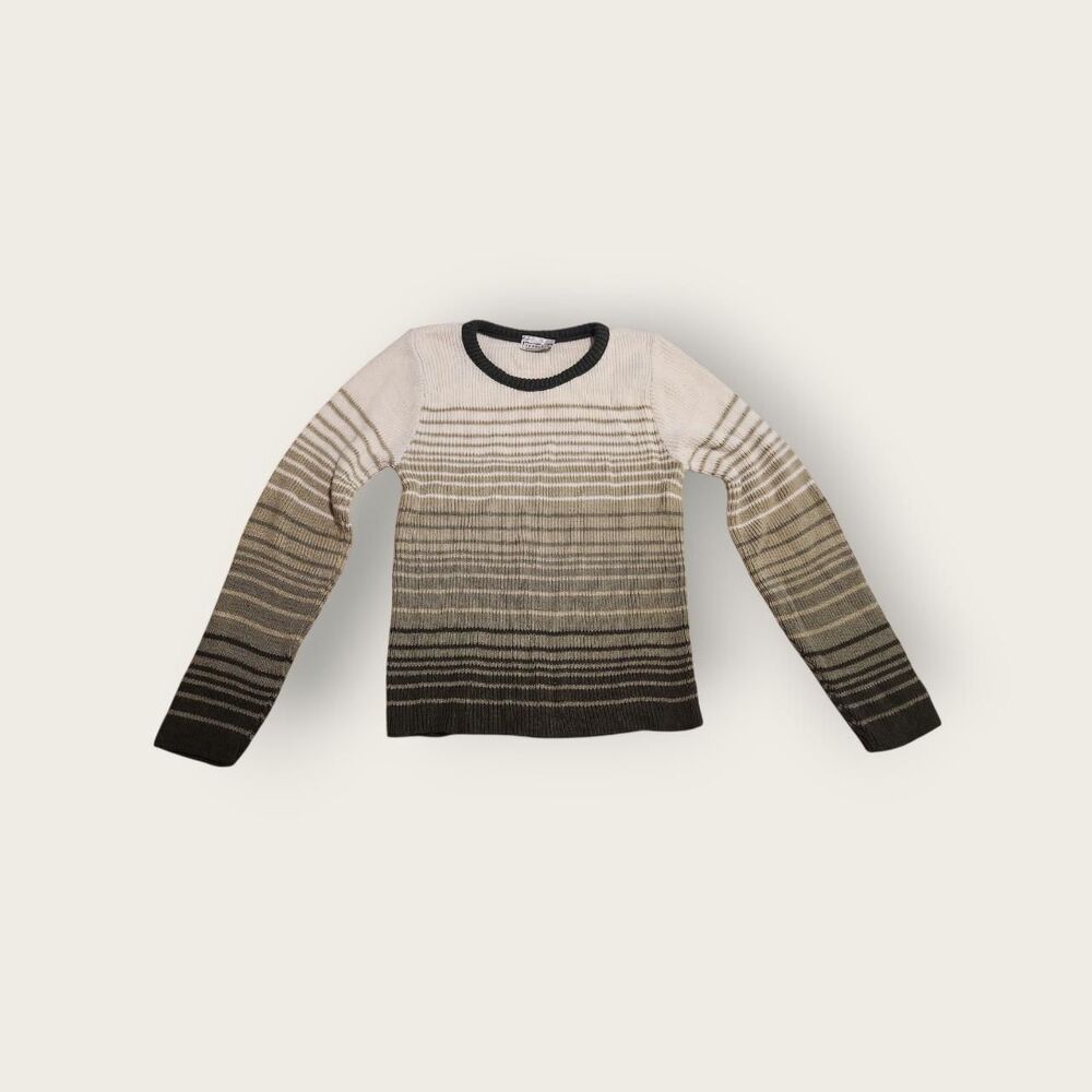 Vintage Y2k In Charge green and cream striped fitted lightweight sweater Size M